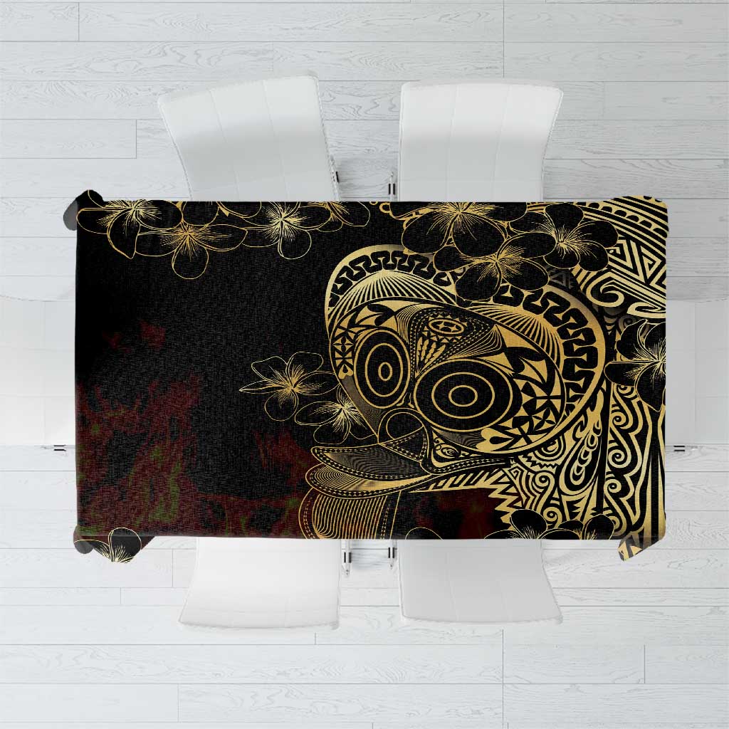 Frangipani Festival Rabaul Tablecloth PNG Tribal Baining Mask Tattoo LT14 Black - Polynesian Pride