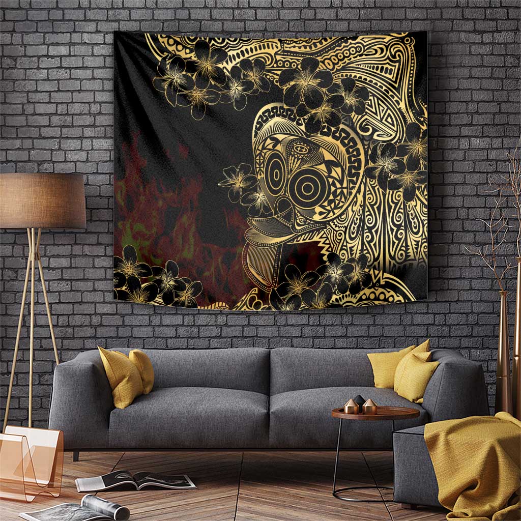 Frangipani Festival Rabaul Tapestry PNG Tribal Baining Mask Tattoo LT14 Black - Polynesian Pride