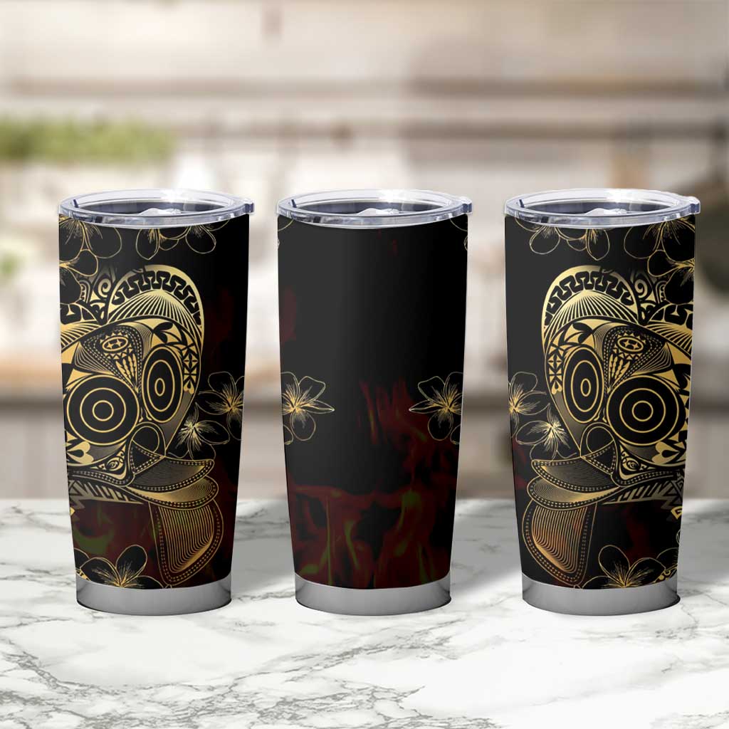 Frangipani Festival Rabaul Tumbler Cup PNG Tribal Baining Mask Tattoo LT14 - Polynesian Pride