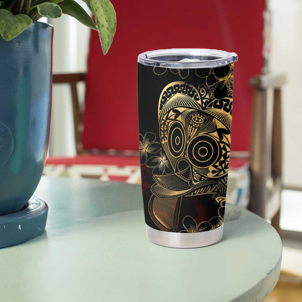 Frangipani Festival Rabaul Tumbler Cup PNG Tribal Baining Mask Tattoo LT14 - Polynesian Pride