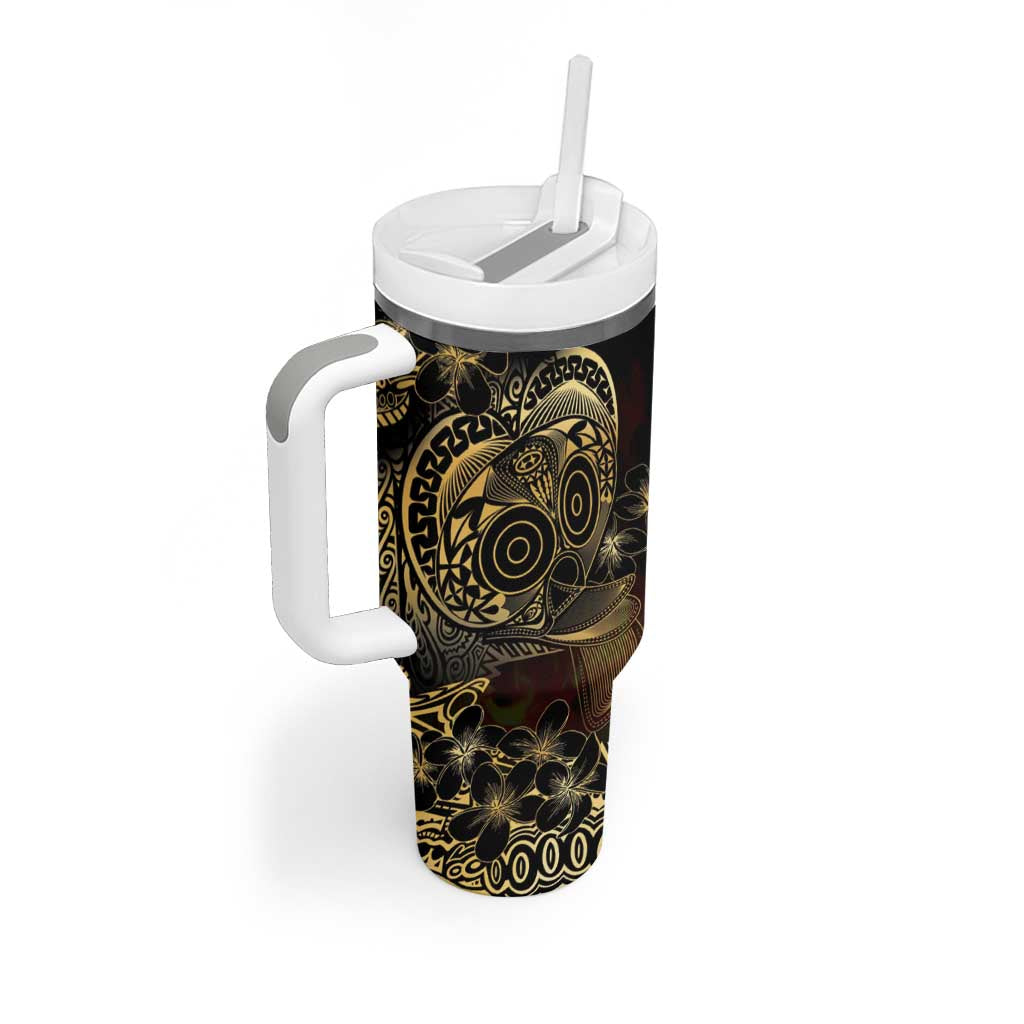 Frangipani Festival Rabaul Tumbler With Handle PNG Tribal Baining Mask Tattoo LT14 - Polynesian Pride