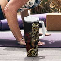 Frangipani Festival Rabaul Tumbler With Handle PNG Tribal Baining Mask Tattoo LT14 - Polynesian Pride