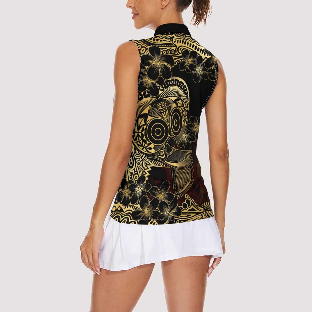 Frangipani Festival Rabaul Women Sleeveless Polo Shirt PNG Tribal Baining Mask Tattoo LT14 - Polynesian Pride