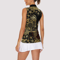 Frangipani Festival Rabaul Women Sleeveless Polo Shirt PNG Tribal Baining Mask Tattoo LT14 - Polynesian Pride