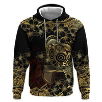 Frangipani Festival Rabaul Zip Hoodie PNG Tribal Baining Mask Tattoo LT14 Pullover Hoodie Black - Polynesian Pride