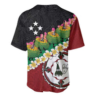 Frangipani Festival Rabaul East New Britain Baseball Jersey Dukduk Dance With Plumeria LT14 - Polynesian Pride