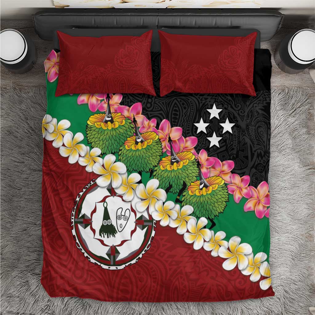 Frangipani Festival Rabaul East New Britain Bedding Set Dukduk Dance With Plumeria LT14 Red - Polynesian Pride