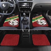 Frangipani Festival Rabaul East New Britain Car Mats Dukduk Dance With Plumeria LT14 Set 4pcs Red - Polynesian Pride