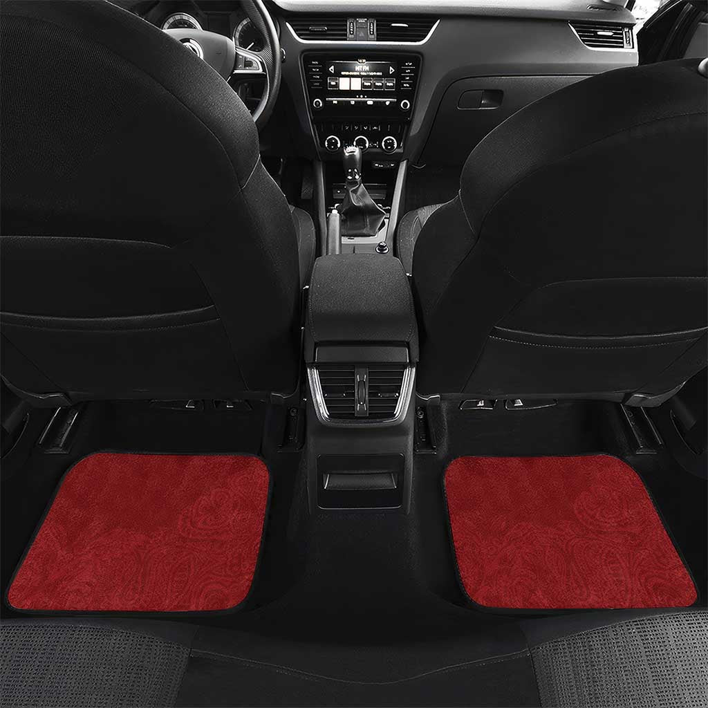 Frangipani Festival Rabaul East New Britain Car Mats Dukduk Dance With Plumeria LT14 Set 2pcs - Back Red - Polynesian Pride