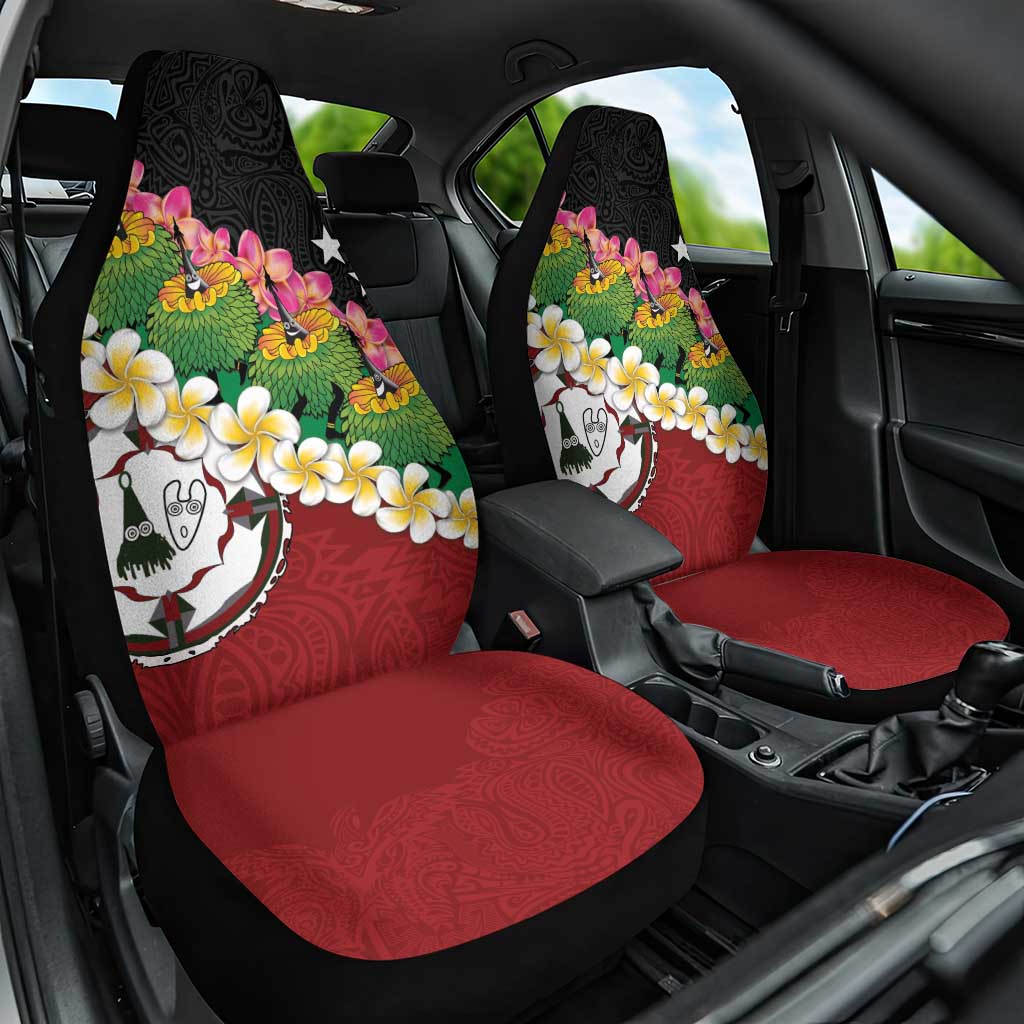 Frangipani Festival Rabaul East New Britain Car Seat Cover Dukduk Dance With Plumeria LT14 One Size Red - Polynesian Pride