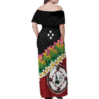 Frangipani Festival Rabaul East New Britain Family Matching Off Shoulder Maxi Dress and Hawaiian Shirt Dukduk Dance With Plumeria LT14 - Polynesian Pride