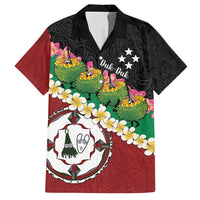 Frangipani Festival Rabaul East New Britain Family Matching Puletasi and Hawaiian Shirt Dukduk Dance With Plumeria LT14 Dad's Shirt - Short Sleeve Red - Polynesian Pride