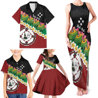 Frangipani Festival Rabaul East New Britain Family Matching Tank Maxi Dress and Hawaiian Shirt Dukduk Dance With Plumeria LT14 - Polynesian Pride