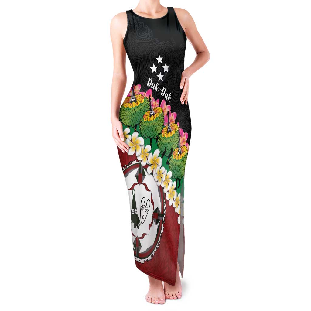 Frangipani Festival Rabaul East New Britain Family Matching Tank Maxi Dress and Hawaiian Shirt Dukduk Dance With Plumeria LT14 Mom's Dress Red - Polynesian Pride