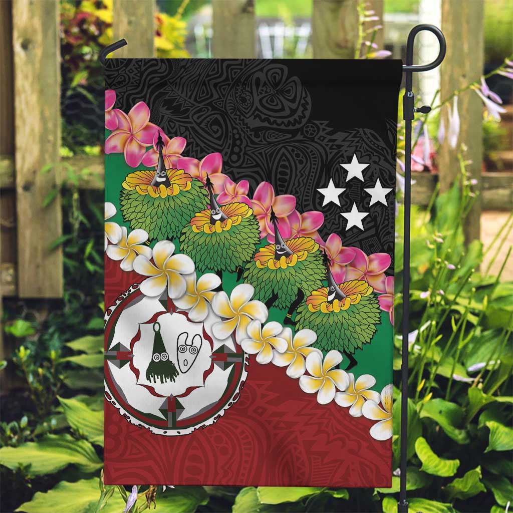 Frangipani Festival Rabaul East New Britain Garden Flag Dukduk Dance With Plumeria LT14 Garden Flag Red - Polynesian Pride
