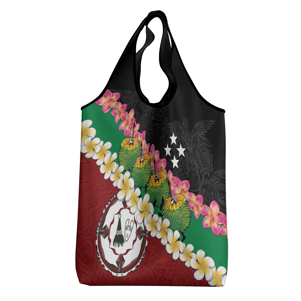 Frangipani Festival Rabaul East New Britain Grocery Bag Dukduk Dance With Plumeria LT14 - Polynesian Pride
