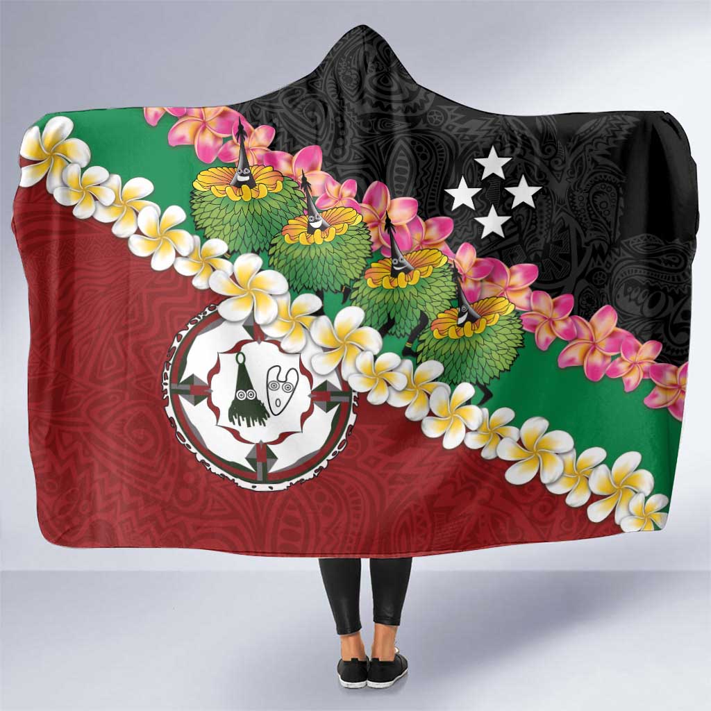 Frangipani Festival Rabaul East New Britain Hooded Blanket Dukduk Dance With Plumeria LT14 One Size Red - Polynesian Pride