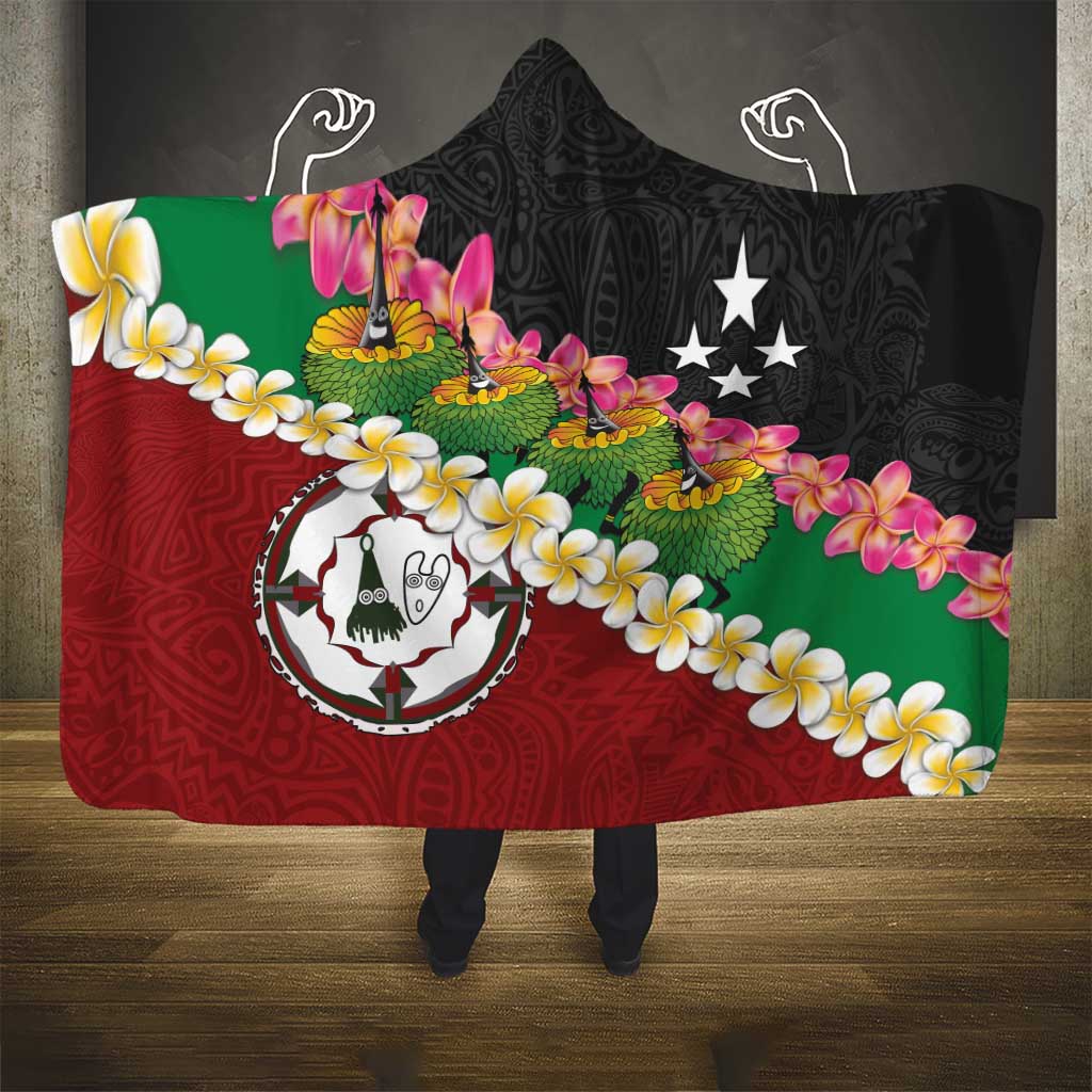 Frangipani Festival Rabaul East New Britain Hooded Blanket Dukduk Dance With Plumeria LT14 - Polynesian Pride