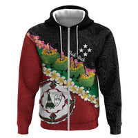 Frangipani Festival Rabaul East New Britain Hoodie Dukduk Dance With Plumeria LT14 Zip Hoodie Red - Polynesian Pride