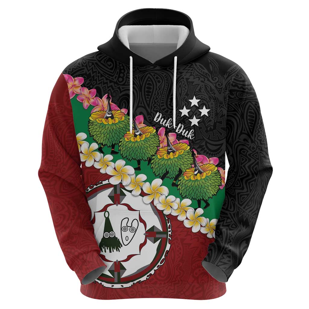 Frangipani Festival Rabaul East New Britain Hoodie Dukduk Dance With Plumeria LT14 - Polynesian Pride