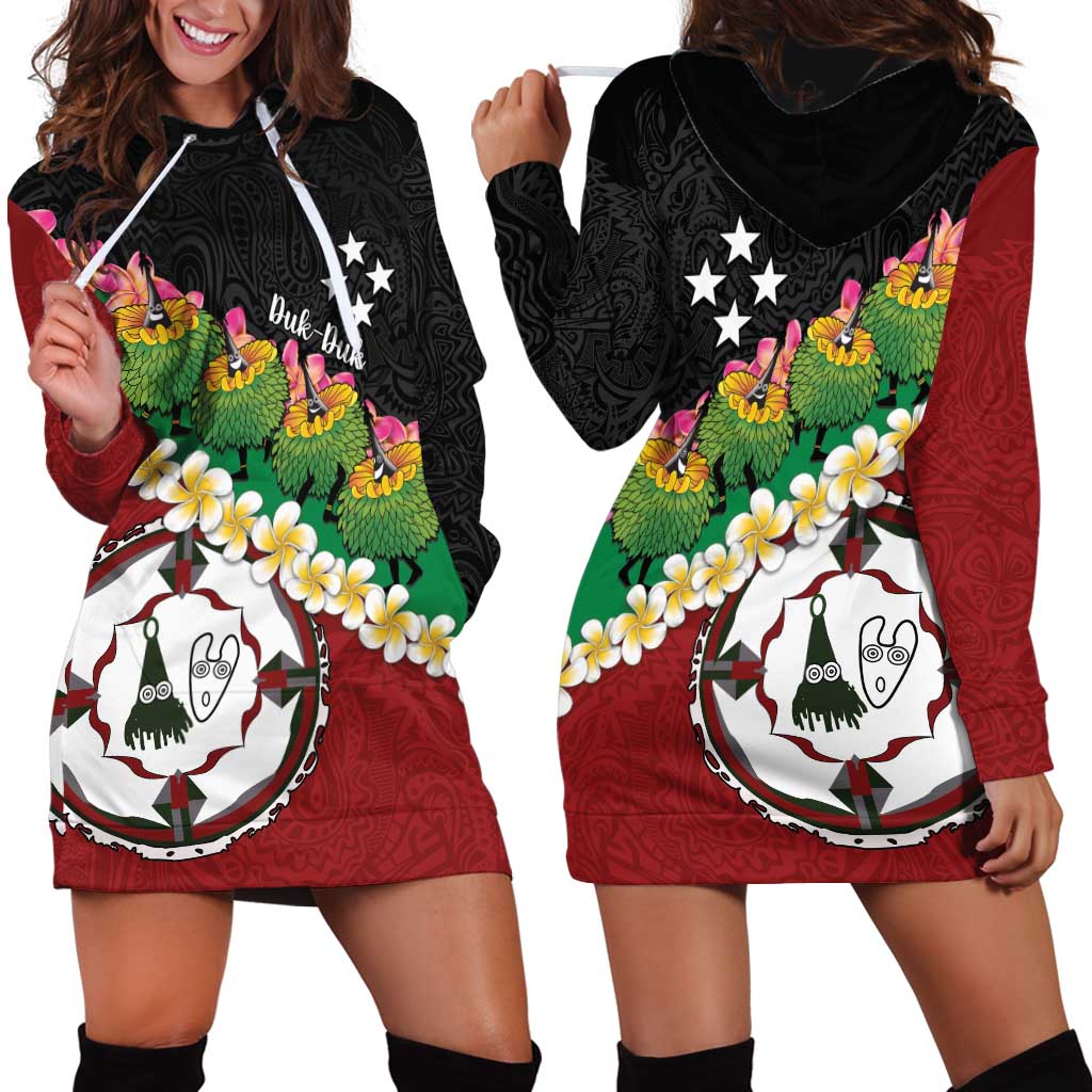 Frangipani Festival Rabaul East New Britain Hoodie Dress Dukduk Dance With Plumeria LT14 - Polynesian Pride