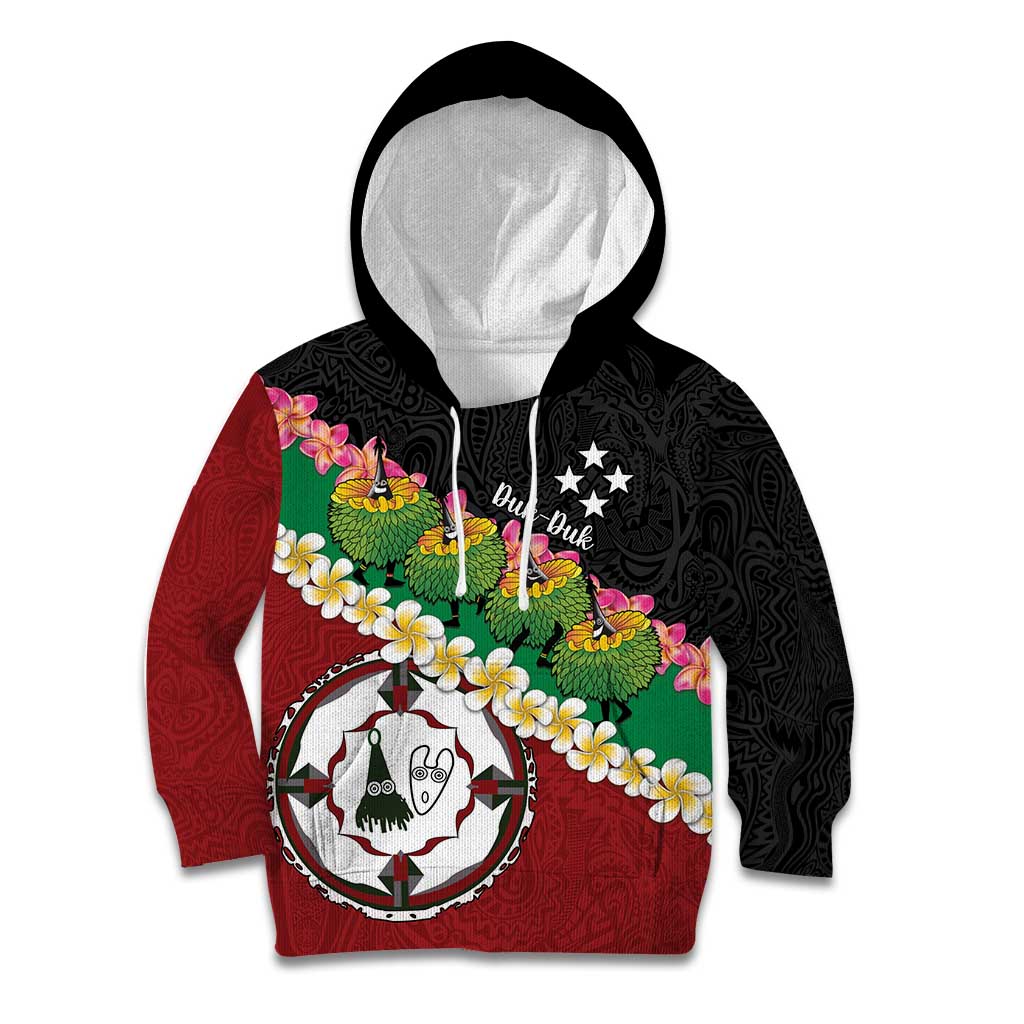 Frangipani Festival Rabaul East New Britain Kid Hoodie Dukduk Dance With Plumeria LT14 Hoodie Red - Polynesian Pride