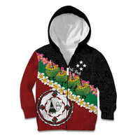 Frangipani Festival Rabaul East New Britain Kid Hoodie Dukduk Dance With Plumeria LT14 Zip Hoodie Red - Polynesian Pride