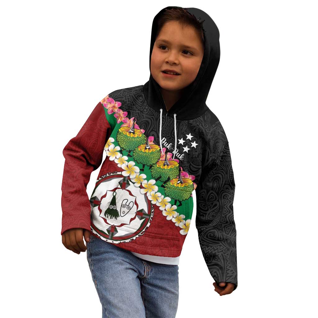 Frangipani Festival Rabaul East New Britain Kid Hoodie Dukduk Dance With Plumeria LT14 - Polynesian Pride