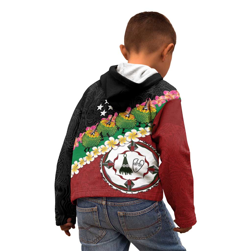 Frangipani Festival Rabaul East New Britain Kid Hoodie Dukduk Dance With Plumeria LT14 - Polynesian Pride