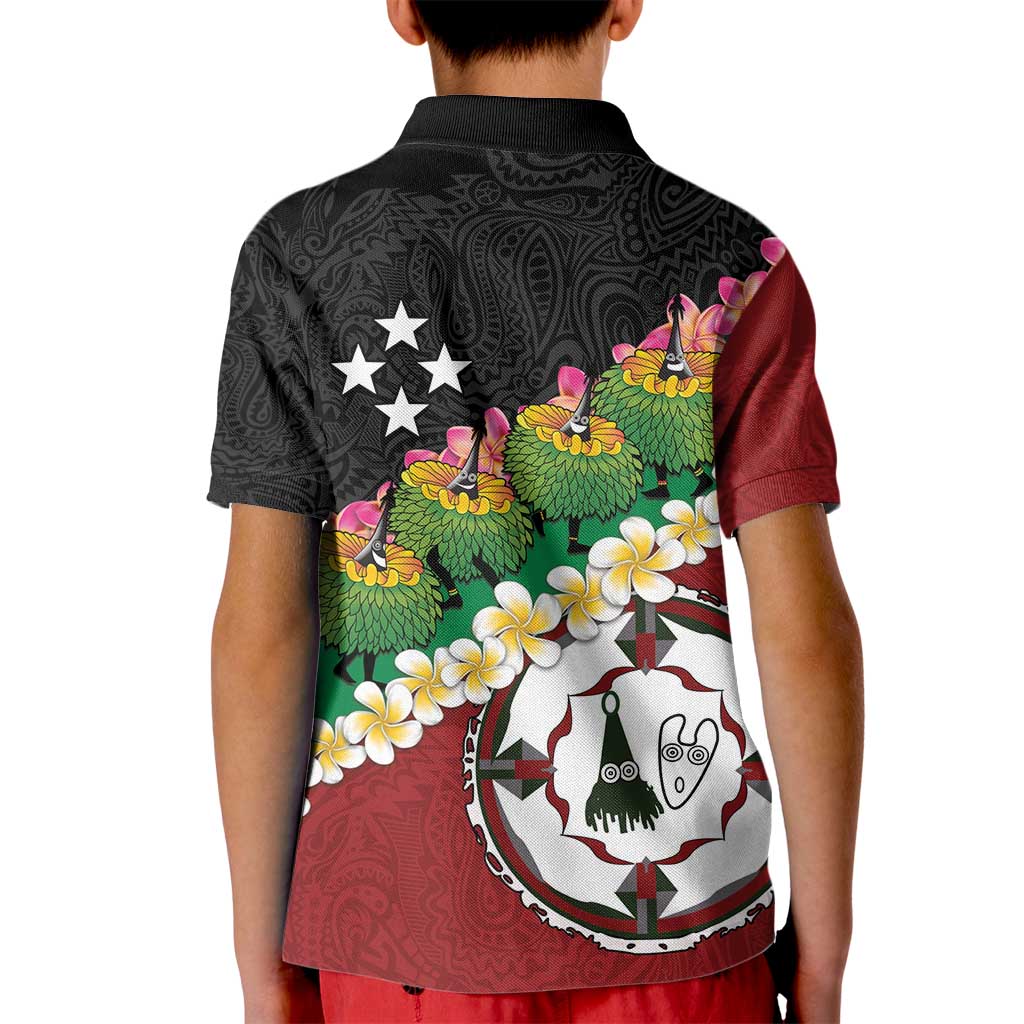 Frangipani Festival Rabaul East New Britain Kid Polo Shirt Dukduk Dance With Plumeria LT14 - Polynesian Pride