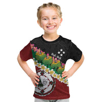 Frangipani Festival Rabaul East New Britain Kid T Shirt Dukduk Dance With Plumeria LT14 Red - Polynesian Pride