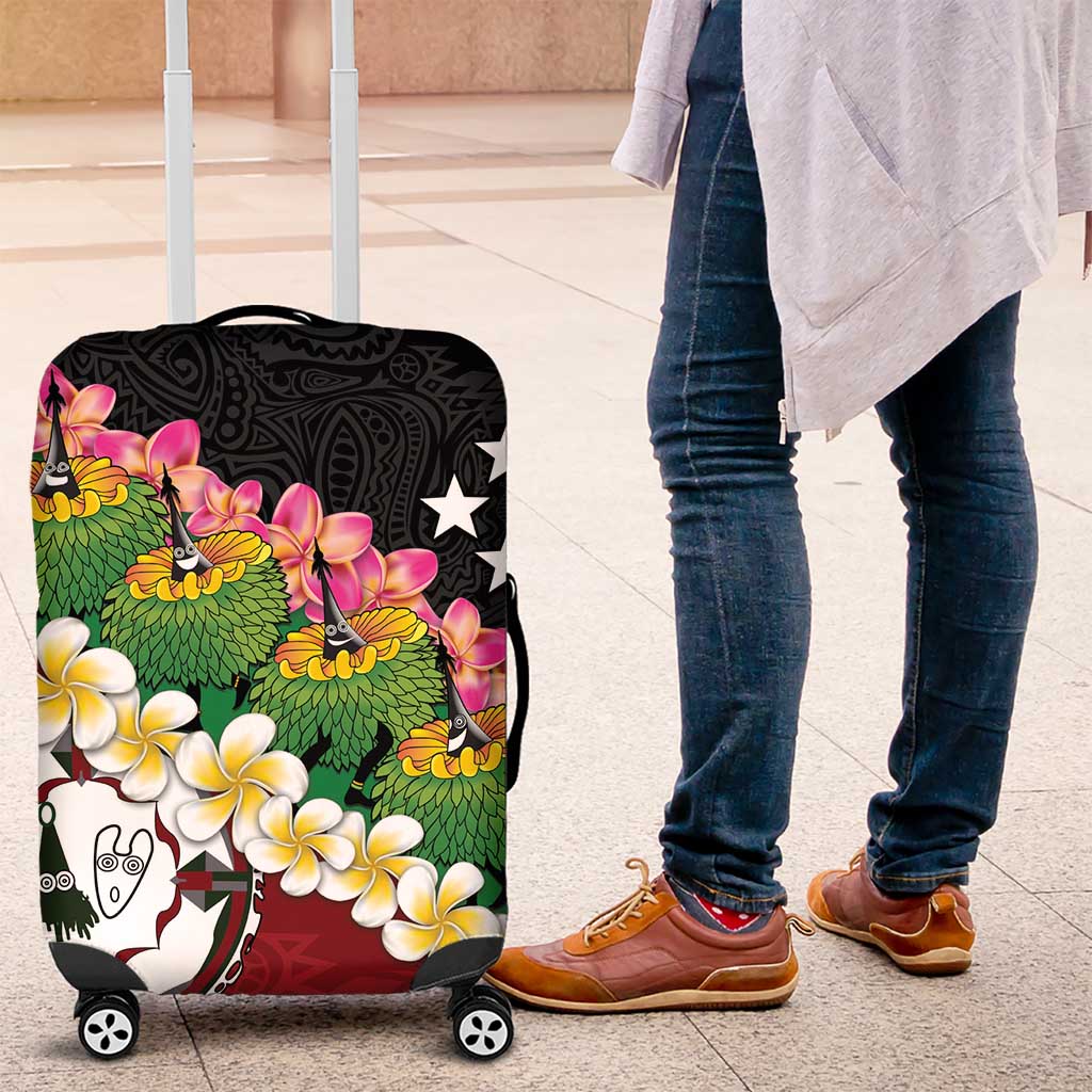 Frangipani Festival Rabaul East New Britain Luggage Cover Dukduk Dance With Plumeria LT14 Red - Polynesian Pride
