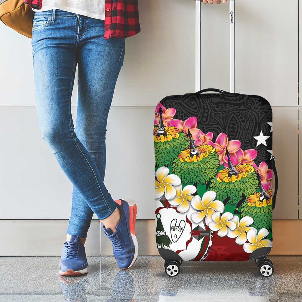 Frangipani Festival Rabaul East New Britain Luggage Cover Dukduk Dance With Plumeria LT14 - Polynesian Pride