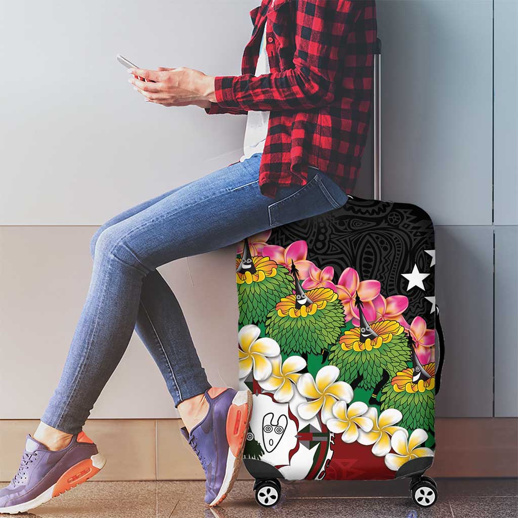Frangipani Festival Rabaul East New Britain Luggage Cover Dukduk Dance With Plumeria LT14 - Polynesian Pride