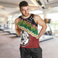 Frangipani Festival Rabaul East New Britain Men Tank Top Dukduk Dance With Plumeria LT14 Red - Polynesian Pride