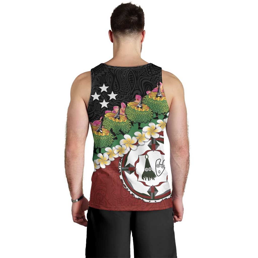 Frangipani Festival Rabaul East New Britain Men Tank Top Dukduk Dance With Plumeria LT14 - Polynesian Pride