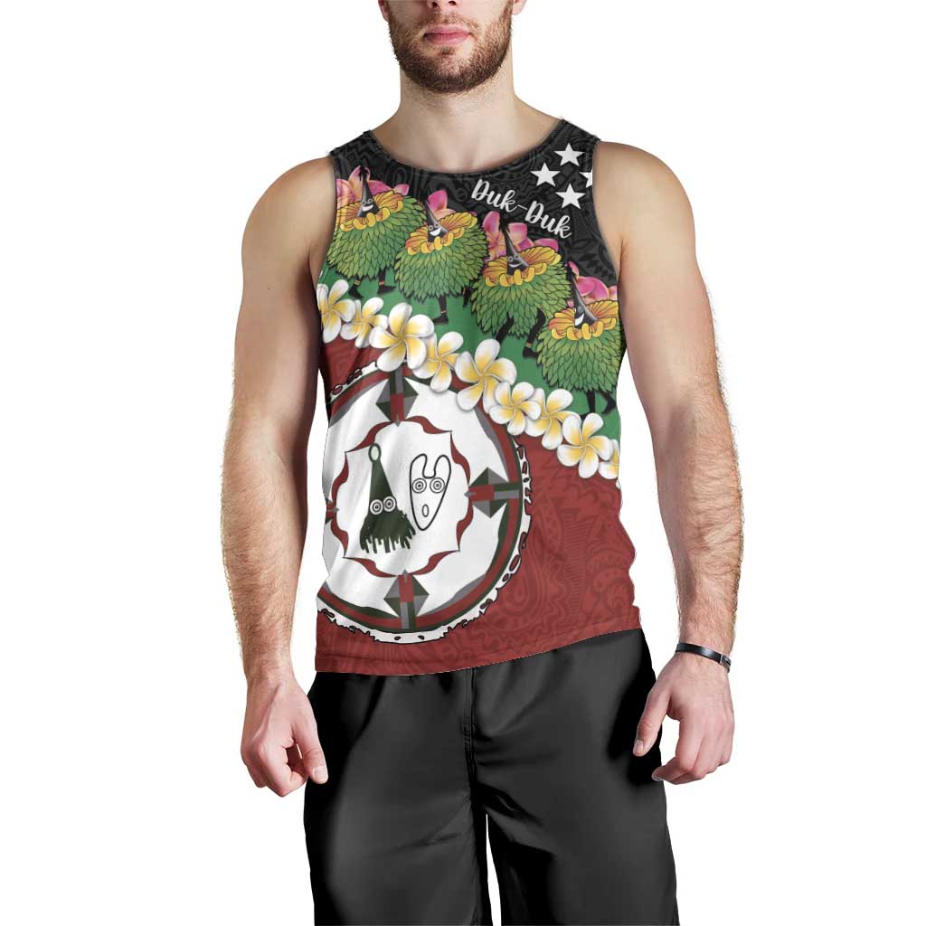 Frangipani Festival Rabaul East New Britain Men Tank Top Dukduk Dance With Plumeria LT14 - Polynesian Pride