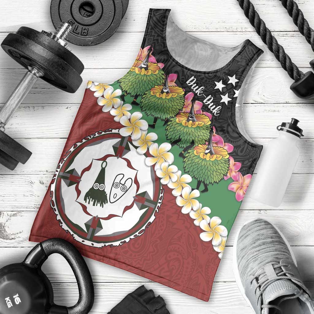 Frangipani Festival Rabaul East New Britain Men Tank Top Dukduk Dance With Plumeria LT14 - Polynesian Pride