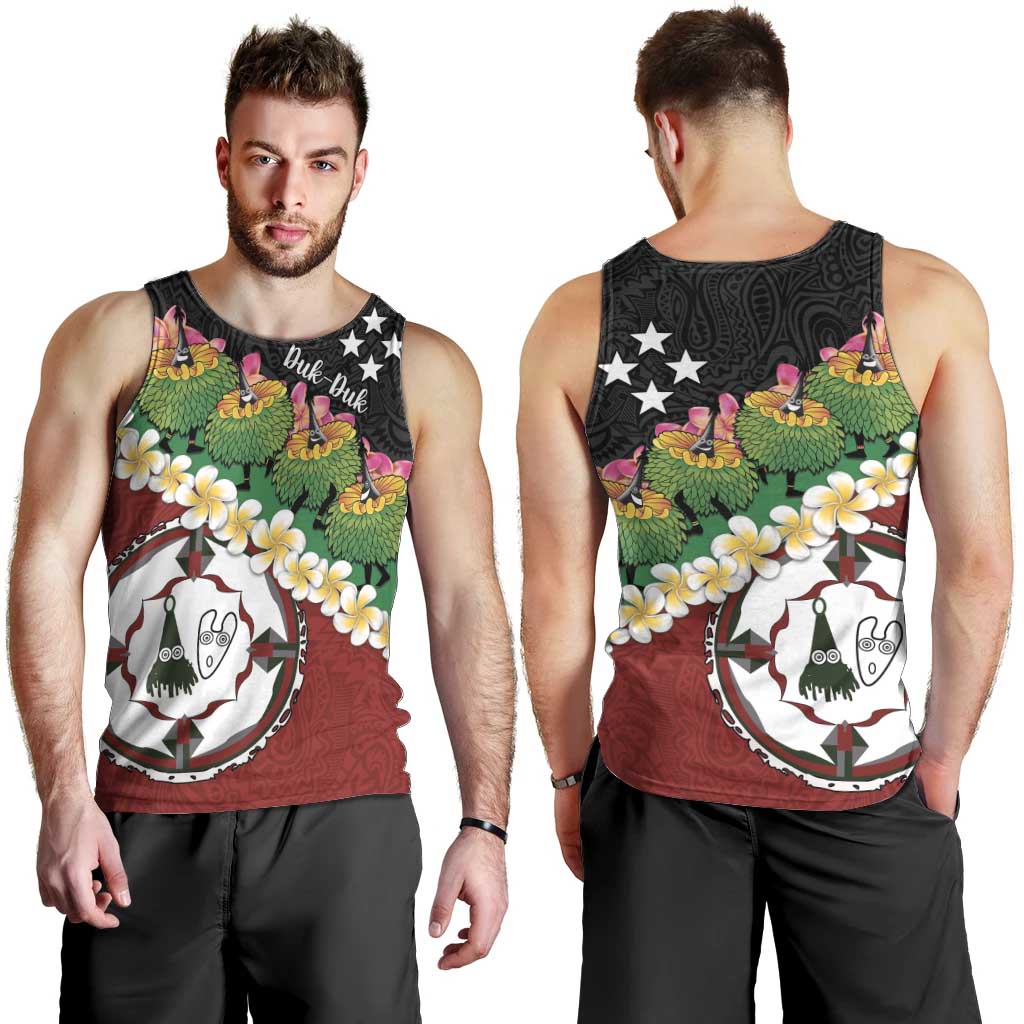 Frangipani Festival Rabaul East New Britain Men Tank Top Dukduk Dance With Plumeria LT14 - Polynesian Pride