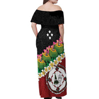 Frangipani Festival Rabaul East New Britain Off Shoulder Maxi Dress Dukduk Dance With Plumeria LT14 - Polynesian Pride