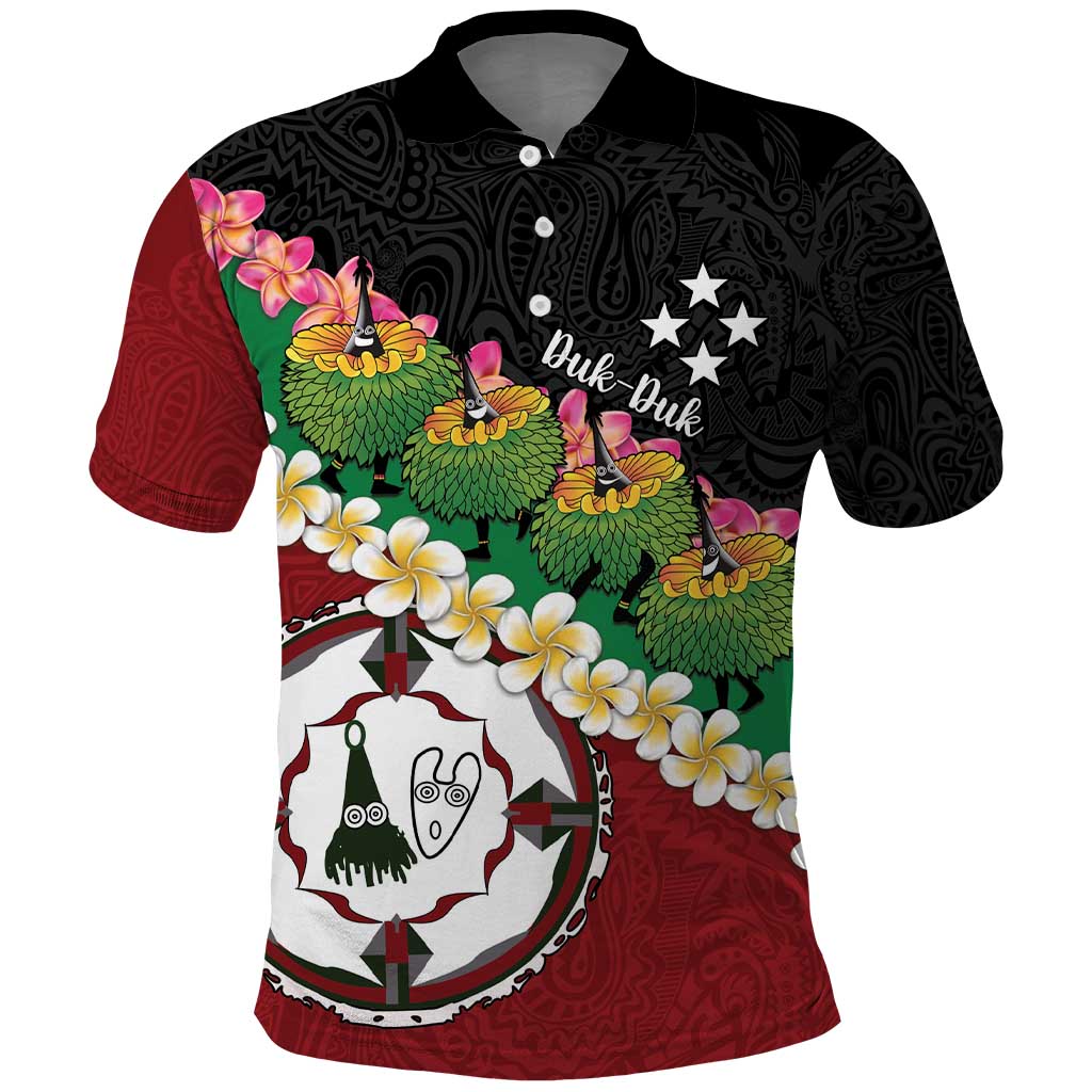 Frangipani Festival Rabaul East New Britain Polo Shirt Dukduk Dance With Plumeria LT14 Red - Polynesian Pride