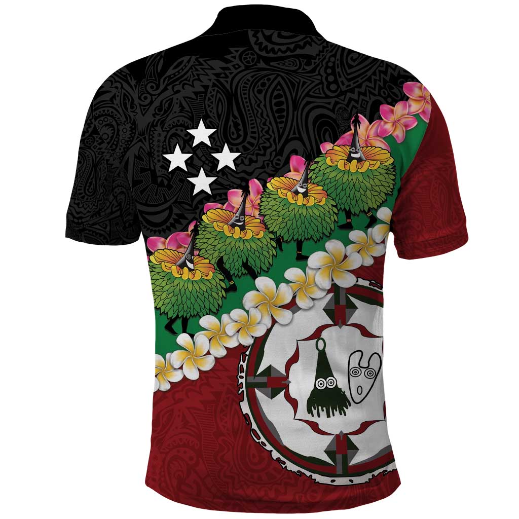 Frangipani Festival Rabaul East New Britain Polo Shirt Dukduk Dance With Plumeria LT14 - Polynesian Pride