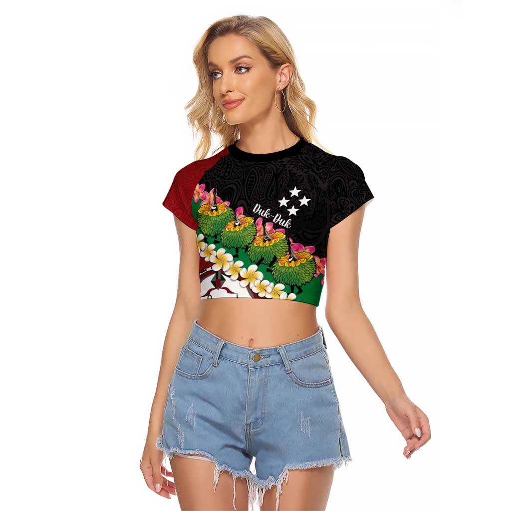 Frangipani Festival Rabaul East New Britain Raglan Cropped T Shirt Dukduk Dance With Plumeria LT14 Female Red - Polynesian Pride