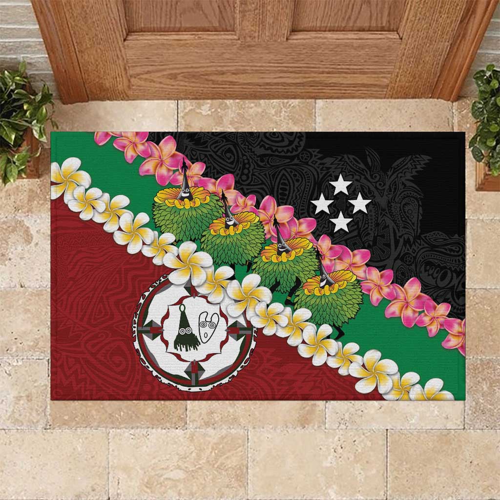 Frangipani Festival Rabaul East New Britain Rubber Doormat Dukduk Dance With Plumeria LT14 Red - Polynesian Pride
