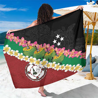 Frangipani Festival Rabaul East New Britain Sarong Dukduk Dance With Plumeria LT14 One Size 44 x 66 inches Red - Polynesian Pride