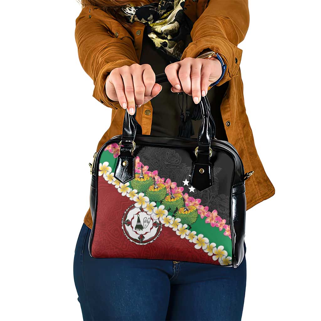 Frangipani Festival Rabaul East New Britain Shoulder Handbag Dukduk Dance With Plumeria LT14 One Size Red - Polynesian Pride