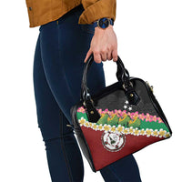 Frangipani Festival Rabaul East New Britain Shoulder Handbag Dukduk Dance With Plumeria LT14 - Polynesian Pride