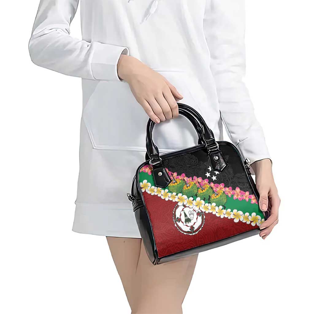 Frangipani Festival Rabaul East New Britain Shoulder Handbag Dukduk Dance With Plumeria LT14 - Polynesian Pride