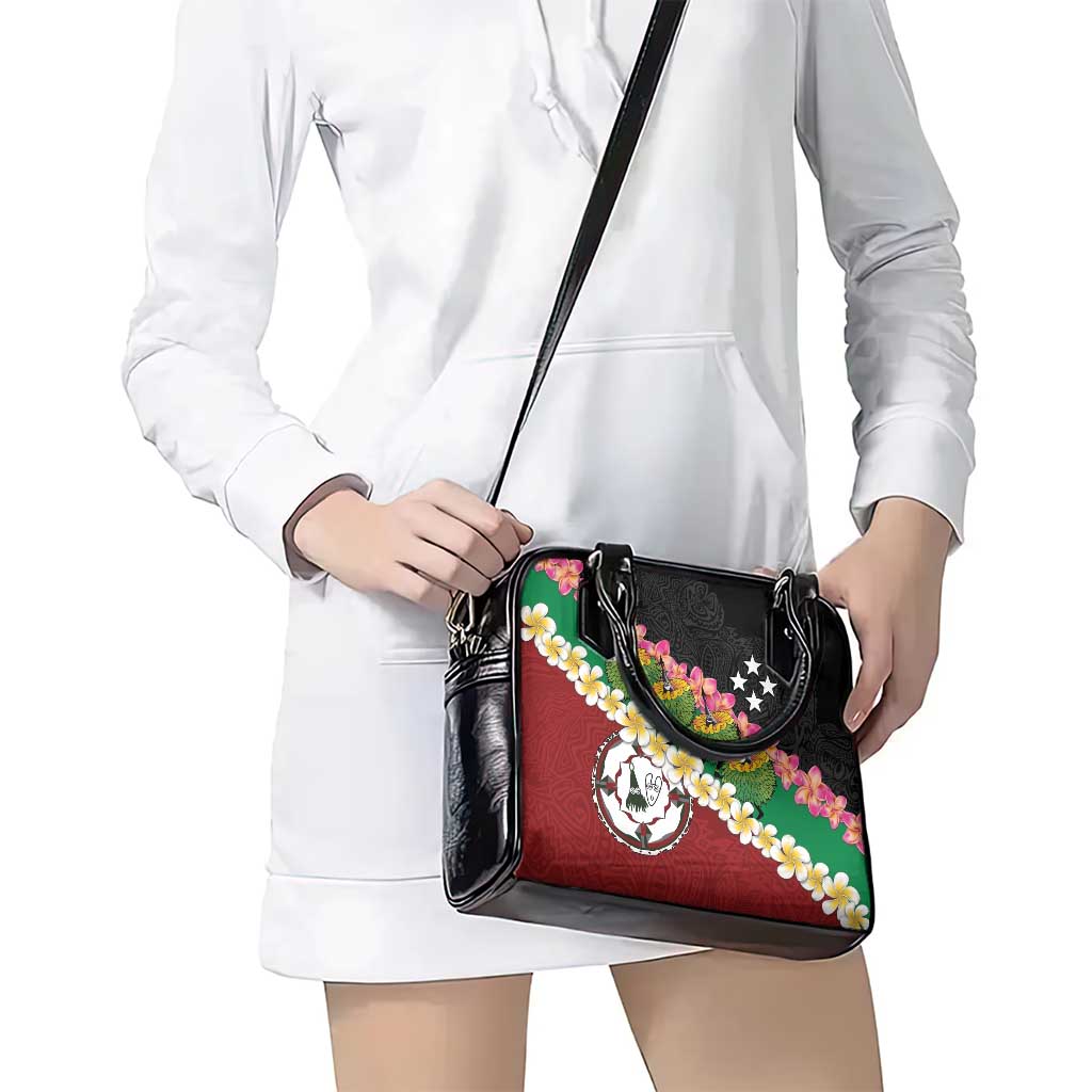 Frangipani Festival Rabaul East New Britain Shoulder Handbag Dukduk Dance With Plumeria LT14 - Polynesian Pride