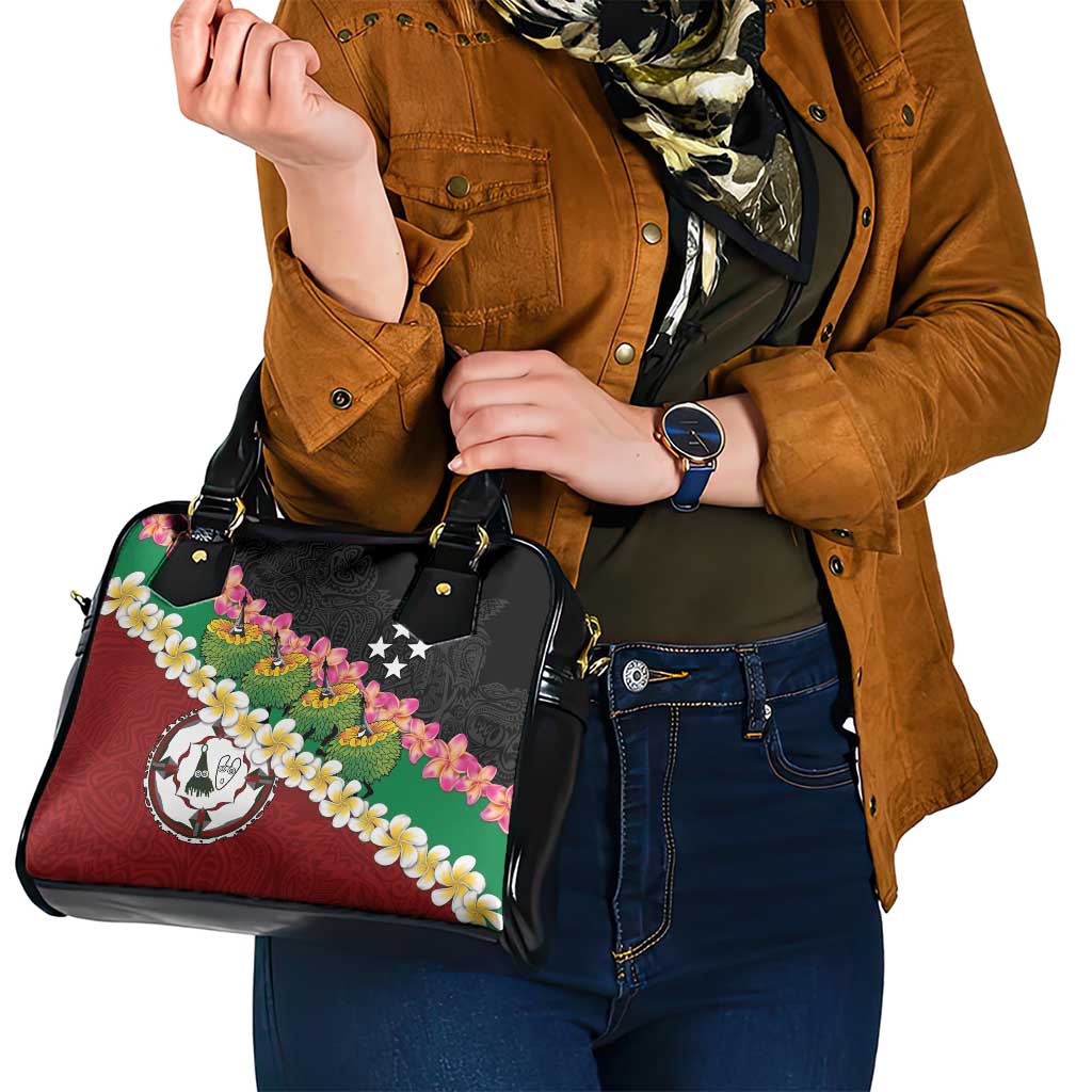Frangipani Festival Rabaul East New Britain Shoulder Handbag Dukduk Dance With Plumeria LT14 - Polynesian Pride